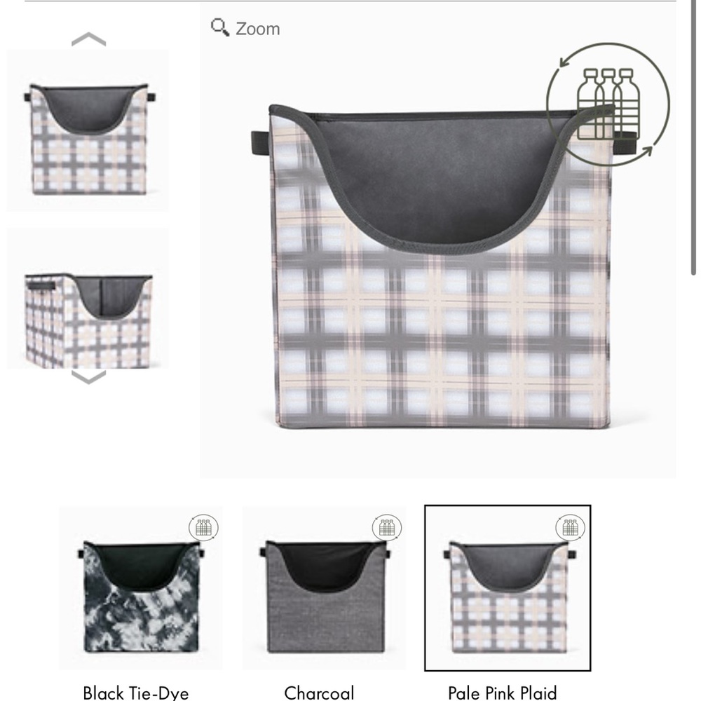 Thirty-one pale pink plaid your way easy grab bin NEW